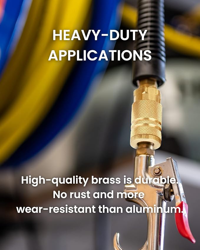 1/4-Inch Brass Female Industrial Coupler, 10 Pack 1/4 Inch Air Hose Fittings NPT Female Quick Connector Air Coupler for Professional Jobsites and Automotive Shops
