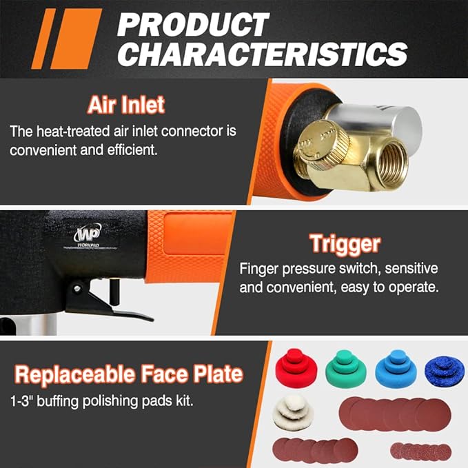 Mini Air Sander, Random Orbital Air Sander, Mini Pneumatic Sander for Auto Body Work
