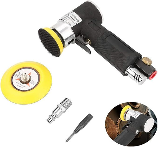 Air Sander, Detail Sander, Mini Air Angle Sander 90° Pneumatic Polishing Grinding Machine with 2inch 3inch Sanding Pad Air Grinder Pneumatic Sander for Hardware Furniture Automobiles