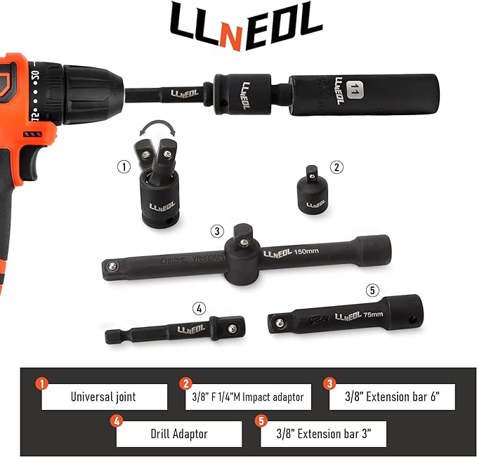 Impact Socket Set 3/8 Drive,95Pcs Deep&Shallow Socket Wrench Set,6 Point Metric&Standard Full |5/16"-3/4",8-22mm| with Spark Plug Socket,72T Ratchet Handle, Screwdriver Set for Automotive&Home