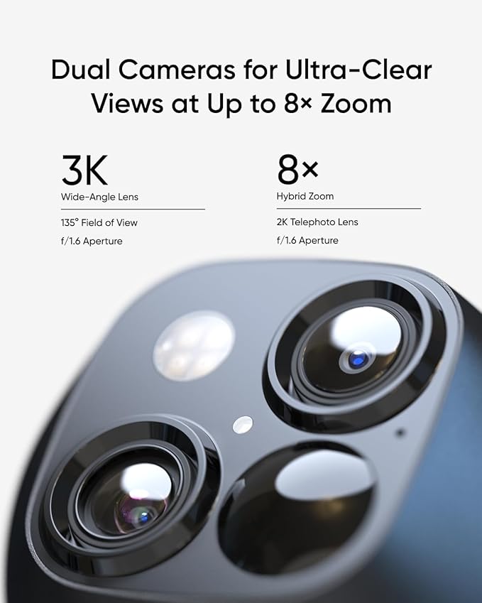 eufy Security SoloCam S340, Solar Security Camera, Wireless Outdoor Camera, 360 Degree Pan & Tilt Surveillance, No Blind Spots, 2.4 GHz Wi-Fi, No Monthly Fee, HomeBase S380 Compatible (Renewed)