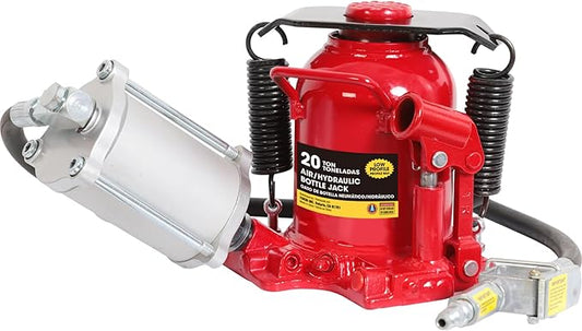 BIG RED TQ20006D-1 Torin Welded Low Profile Pneumatic Hydraulic Car Bottle Jack: Aluminum Alloy Pump and Unique Slow Release Equipment for Auto Repair and House Lift, 20 Ton (40,000 LBs) Capacity, Red