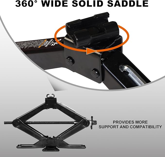 Big RED Wide Base Cross Car Scissor Jack: Steel Portable Quick Lift Tire Jacks Include Ratchet Wrench for Car, Truck, Sedans and MPV, 1.5 Ton (3,000 lbs) Capacity, Black
