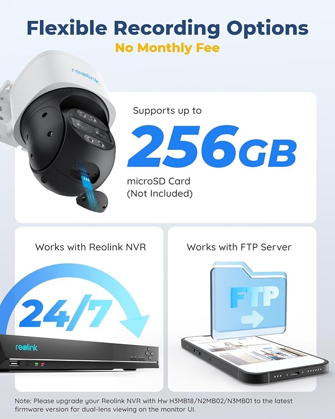 REOLINK PTZ Security Camera System 4K, IP PoE 360 Camera with Dual-Lens, Auto 6X Hybrid Zoomed Tracking, 355 Pan & 90 Tilt, Outdoor Surveillance, AI Detection, TrackMix PoE