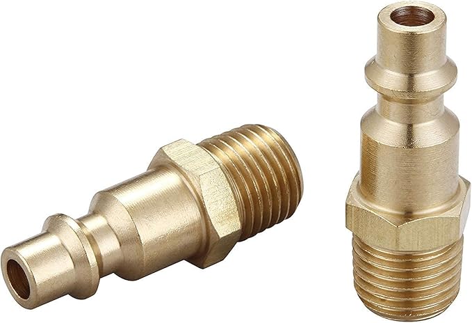 Brass 1/4-Inch NPT Male Industrial Air Hose Quick Connect Adapter, Air Coupler and Plug Kit, Air Compressor Fittings, 10pcs (Male NPT)