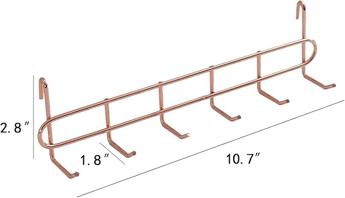 FRIADE Rose Gold Grid Hooks Rack for Wall Grid Panel,Hanging Hooks for Wall Grid Storage and Display，Size 10.7”x 2.8”x1.8 ”,2 Pack