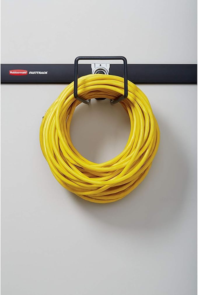 Rubbermaid Garage FastTrack Hose Hook, Satin Nickel, Wall Mounted Storage System, Holds up to 50 pounds, for Home/Garage