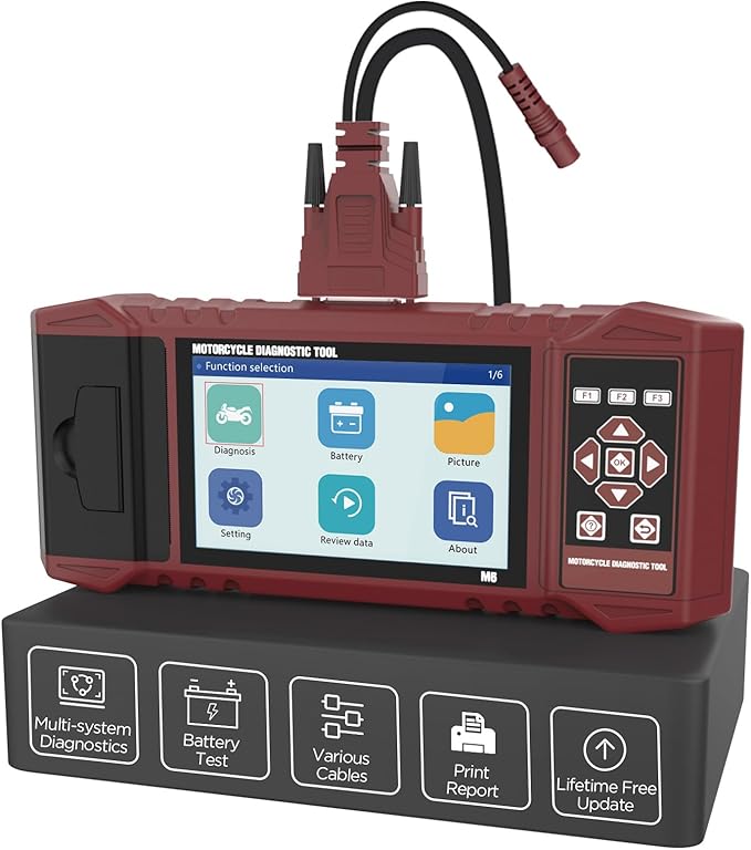 Motorcycle Scanner Motorcycle Diagnostic Tool Fits for Harley Yamaha Honda Kawasaki Suzuki 70+Brands Motorbike OBD2 Engine Code Reader with 5'' Touch Screen/104 Service Functions