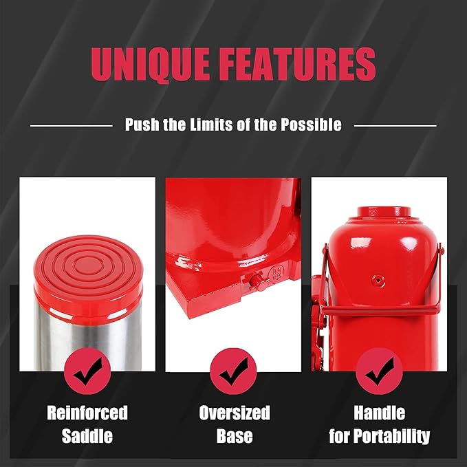 BIG RED 50 Ton (100,000 LBs) Torin Welded Hydraulic Car Bottle Jack for Auto Repair and House Lift, Red, TAM95007