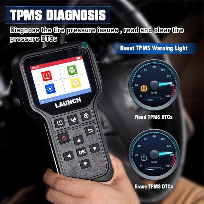 LAUNCH CRT5011E TPMS Relearn Tool, 2024 TPMS Sensor (315+433MHz) Read/Activate/Relearn/Reset Scanner Tool, Lifetime Free Update,OBD2 Code Reader, Tire Pressure Monitor System Diagnostics Tool