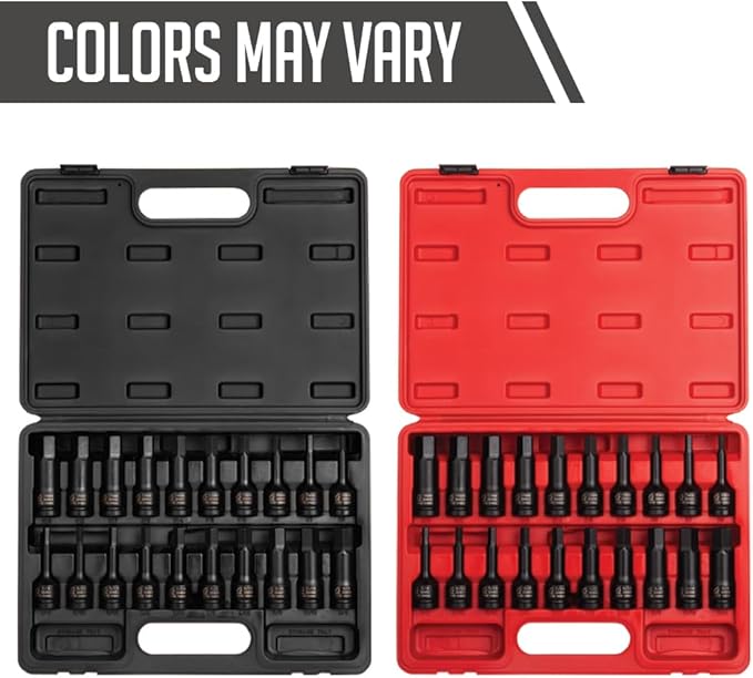 SUNEX TOOLS 2637, 1/2" Drive Master Impact Hex Driver Set, 20Piece, SAE/Metric, 1/4" - 3/4", 6mm - 19mm, Cr-Mo Steel, Dual Size Markings, Heavy Duty Storage Case, Meets ANSI Standards