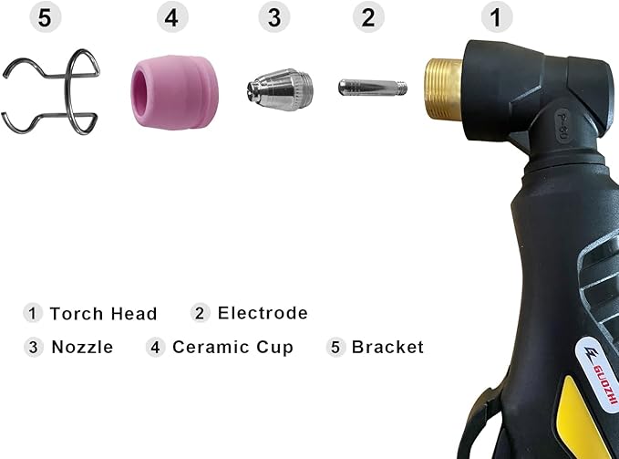 GZ GUOZHI 24PCS SG-55 AG-60 WSD-60 Plasma Cutter Cutting Torch Tip Nozzles Consumables Kit/10 x Electrodes 10 x .045“ Nozzle Tips 2 x Cups 2 x Brackets,Fit GZ GUOZHI CUT55HF and CUT 65HF
