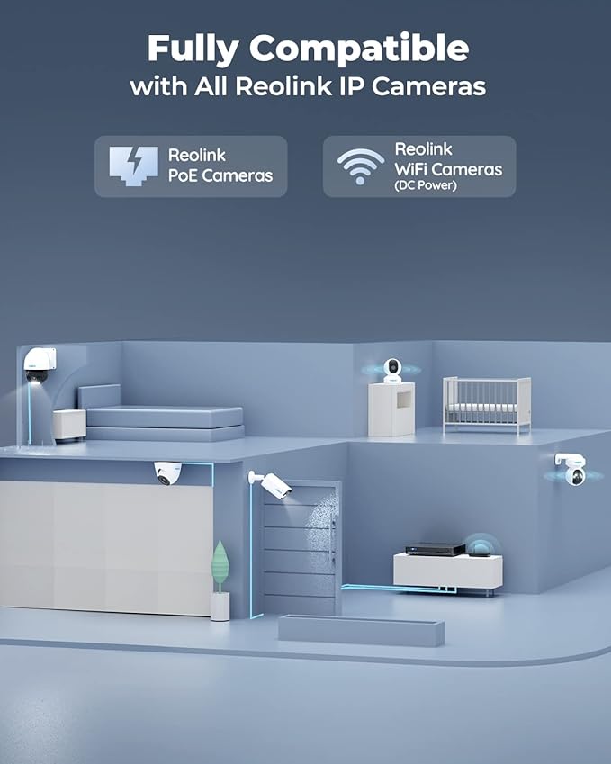 REOLINK 8CH Network Video Recorder for Home Security Camera System,Only Work with 16MP/12MP/4K/8MP/5MP/4MP The Same Brand PoE IP Cam,24/7 Recording to Pre-Installed 2TB Hard Drive,RLN8-410