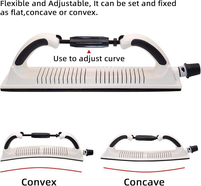 2-3/4" x 15-3/4" Sanding File Block, Adjustable Radius Flex Longboard Hand Sanding Block with Hook & Loop Backing, Dust Free Longboard Sander for Auto Body Ship Wood Grinding