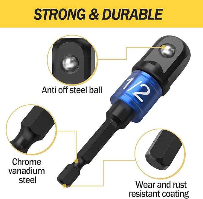 Stocking Stuffers for Men Adults Women Husband Dad Father Mother Teens Christmas Gifts Cool Gadgets 3-Piece 1/4 3/8 1/2" Socket WrenchImpact Socket Adapter Set Tools Extension Drill Adapter Bit Set