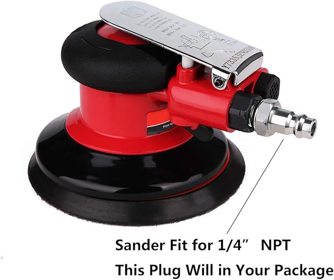 Ouya 5" Air Random Orbital Sander, Red Dual Action Pneumatic Orbit Polisher for Polishing Sanding Waxing