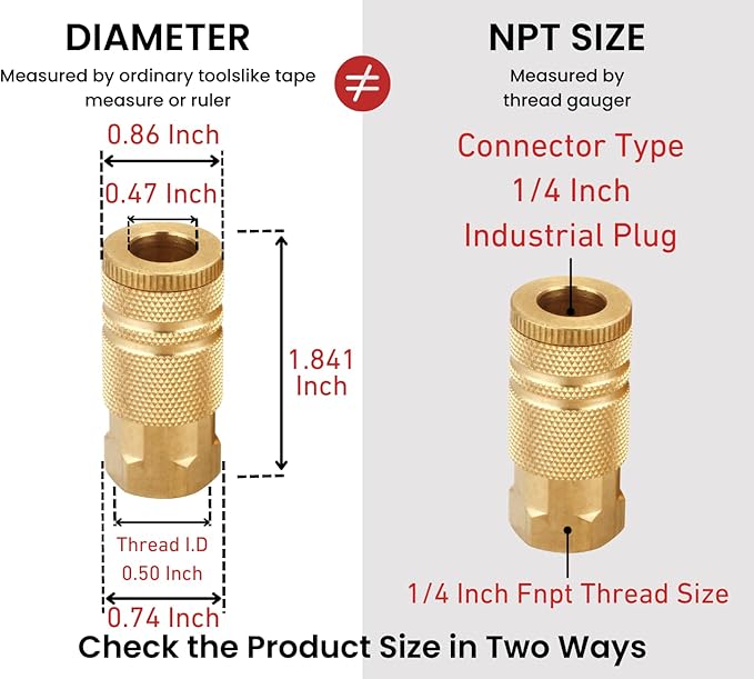 Coupler and Plug Kit (28 Piece), Industrial Type D, 1/4 Inch NPT, Solid Brass Quick Connect Air Hose Fittings Set, with Sealant