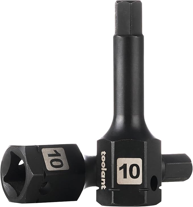 toolant 1/2" drive 10mm impact hex bit socket set 2PCS, Hex Drive, S2 Steel Air Drive Allen Socket set,Impact Grade
