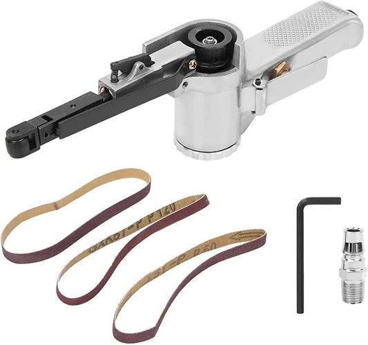 Eboxer Air Belt Sander, 10mm Pneumatic Belt Sander 3/8" x 13" with 3pcs Belts, File Sander for Cutting and Grinding, Air Grinding Polishing Tool for Wood Glass Metal
