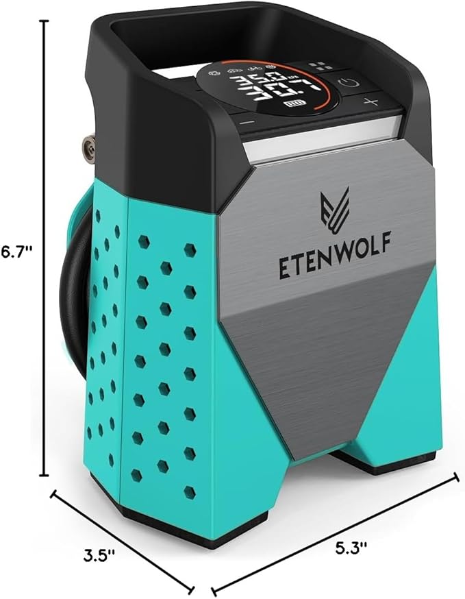 ETENWOLF ZEPHYR S3 Tire Inflator Portable Air Compressor, 1 Min Fast Inflation and 100% Duty Cycle, 160 PSI Air Pump for Cars, SUVs, Bikes, Balls (Dark Cyan)