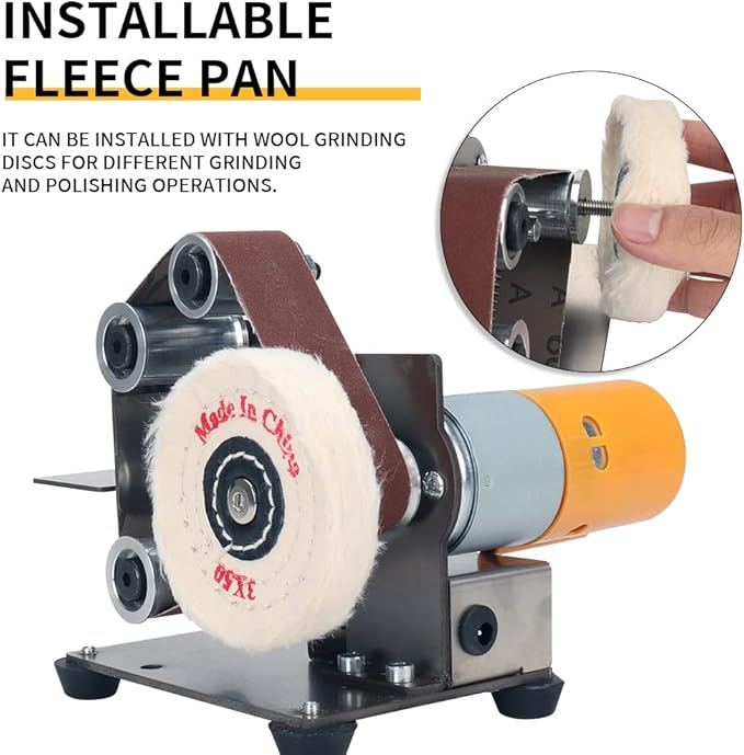 Mini Belt Sander-Electric Polishing Grinding Belt Machine 13 x 1.2inch Micro Knife Sharpener DIY Bench Sanding Machine with 10 Belts for Knife Making, Metal, Wood, Acrylic