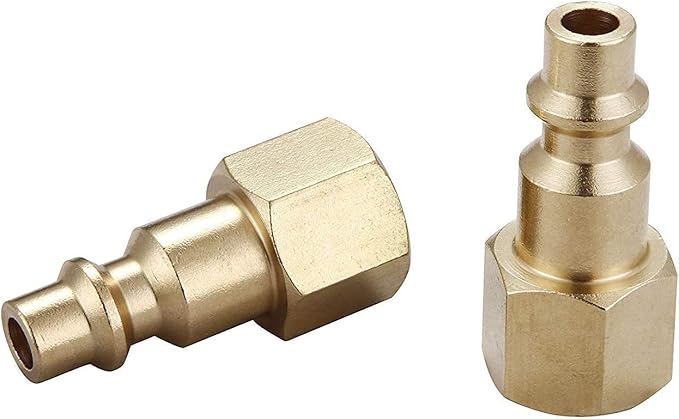 Air Hose Fittings And Quick Connect Air Fittings, 1/4 Inch NPT Brass Female Air Coupler Plug (20 Piece) Industrial Type D, Air Compressor Fittings