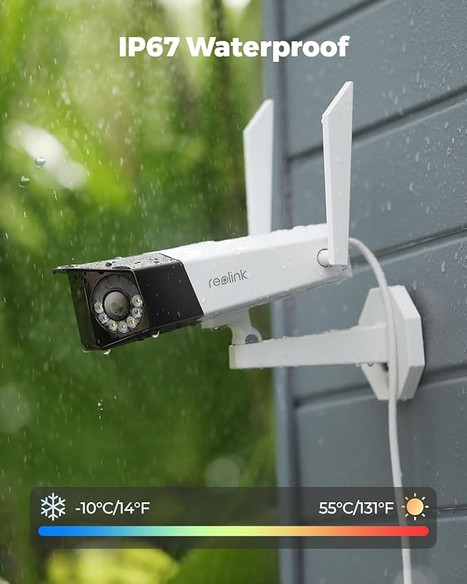 REOLINK 4K WiFi Security Camera with Ultra-Wide Angle, 2.4/5GHz Plug-in Outdoor Camera, Smart Human/Vehicle/Pet Detection, Color Night Vision, Two-Way Talk, IP67 Waterproof, Duo 2 WiFi