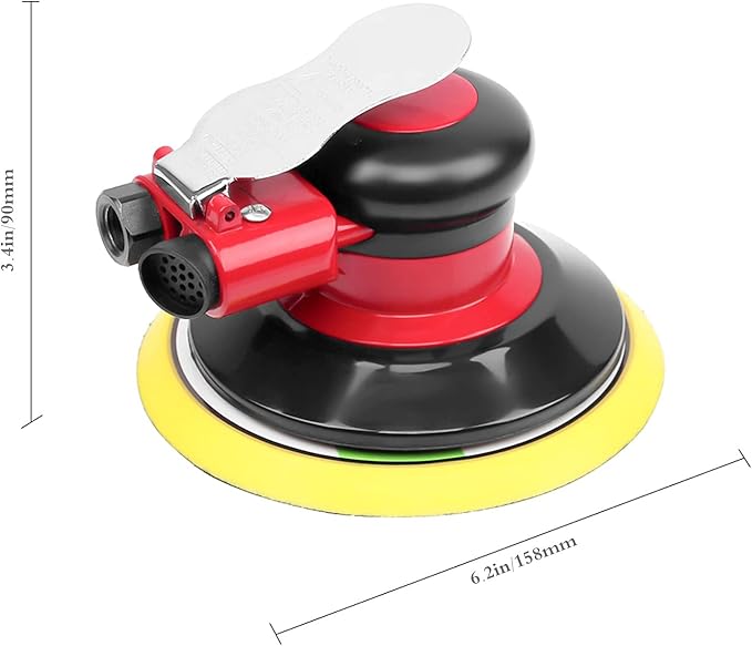 Professional Air Random Orbital Palm Sander, Heavy Duty Dual Action Pneumatic Sander with 1pc Backing Plate (6 inch)