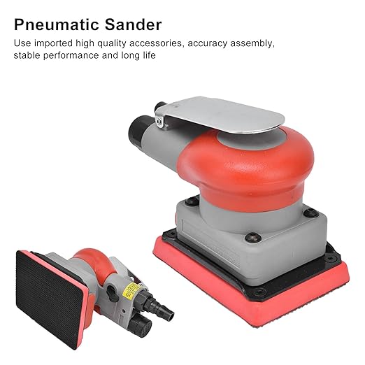 Pneumatic Sander, Alloy Steel Air Sanding Machine, Air Orbital Sander Wood Sandpaper Machines for Wood, Composites, Metal, Car Beauty,10000rpm 75x100mm