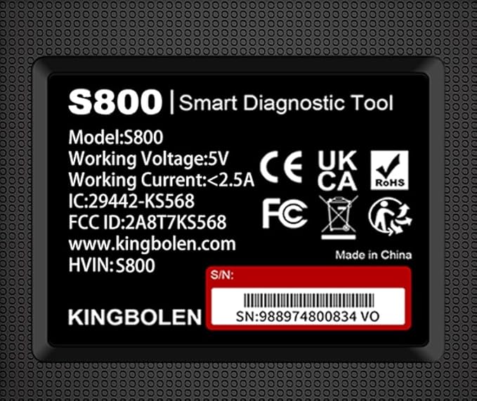 KINGBOLEN S800 OBD2 Automotive Scanner,Car Diagnostic Tool,4-System Scan (Engine/TCM/ABS/SRS) with 15 Resets,Oil SAS TPMS Gear Brake Bleed Reset,Automotriz Code Reader, AutoVIN,Lifetime Fr-ee Update