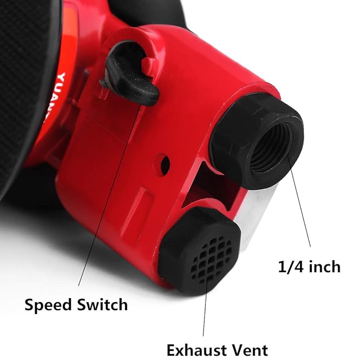 Ouya 5" Air Random Orbital Sander, Red Dual Action Pneumatic Orbit Polisher for Polishing Sanding Waxing
