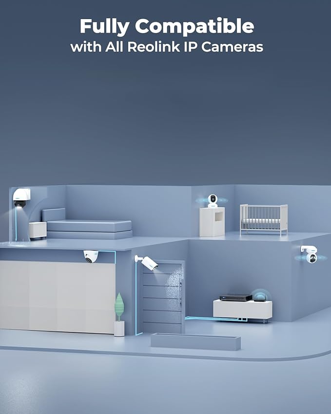 REOLINK 8CH Network Video Recorder for Home Security Camera System,Only Work with 16MP/12MP/4K/8MP/5MP/4MP The Same Brand PoE IP Cam,24/7 Recording to Pre-Installed 2TB Hard Drive,RLN8-410