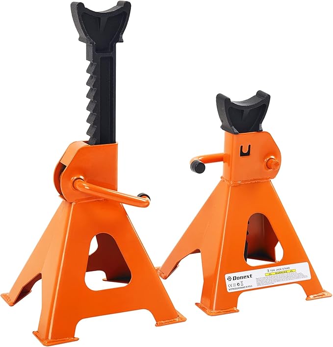 Donext Jack Stands 3 Ton (6,500 lb) Capacity Steel, 1 Pair Orange Lifting Stand Adjustable Jack Stands