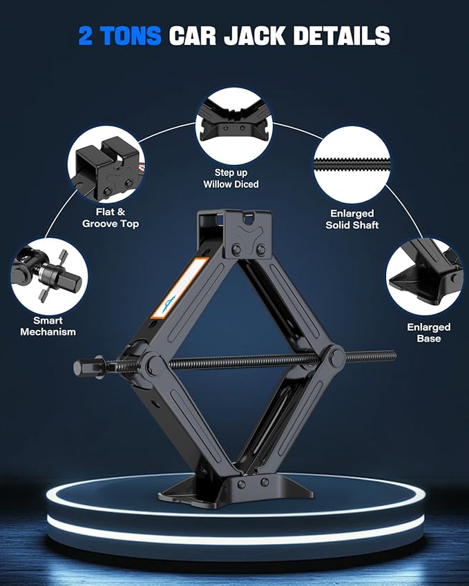 Car Jack Kit Scissor Lift Jack for Car 2 Ton (4409 lbs) Universal Jack Emergency Kit with Lug Wrench Tire Changing Kit for Car SUV