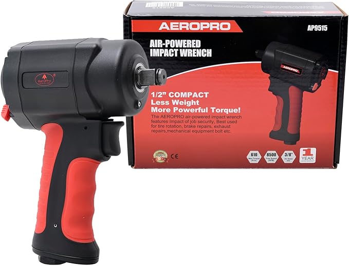 AEROPRO TOOLS 1/2-Inch composite Mini Air Impact Wrench(AP9515),compact design with 500FT-LBS strong torque