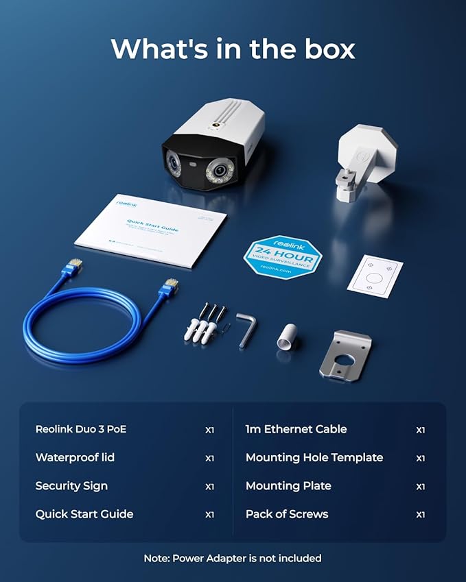 REOLINK Duo 3 PoE 16MP UHD Dual-Lens PoE Security Camera with 180° Panoramic View, Motion Track, F1.6 Color Night Vision, Person/Vehicle/Animal Detection, 2 Way Talk, Supports 24/7 Recording