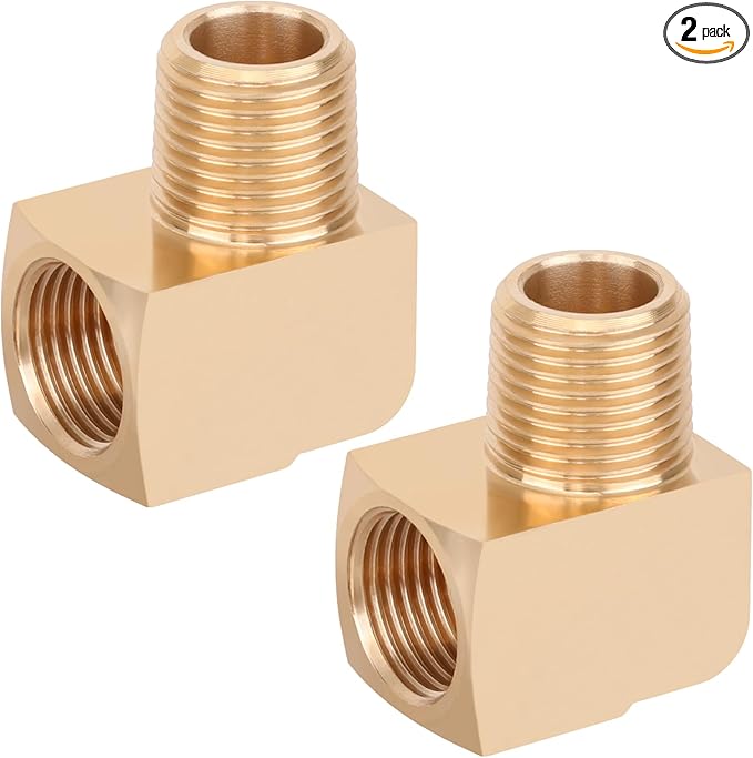 2pcs 1/2” Brass Fittings 90 Degree Barstock Street Elbow 1/2" NPT Male Pipe to 1/2" NPT Female Pipe 1/2 NPT Elbow Forged Brass Pipe Fittings