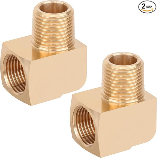 2pcs 1/2” Brass Fittings 90 Degree Barstock Street Elbow 1/2" NPT Male Pipe to 1/2" NPT Female Pipe 1/2 NPT Elbow Forged Brass Pipe Fittings