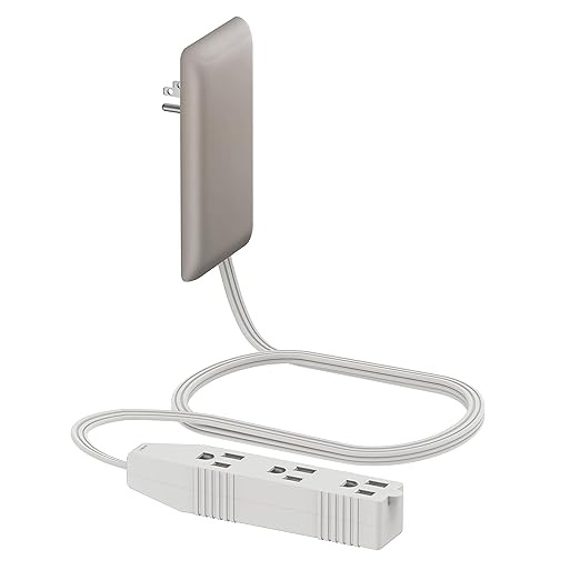 LIDER Flat-Face Outlet Extender with 3 Receptacles, Ultra-Thin Wall Plate Plug with Cord Extender and 3-Outlet Power Strip, 3ft Cord, LWE3-315-NK, Nickel