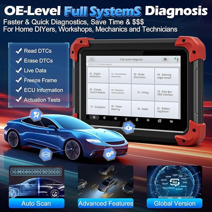 XTOOL D7 OBD2 Scanner Bidirectional Scan Tool, 2025 Scanner for Car, FCA Autoauth, CANFD/DoIP, 36+ Resets, Active Tests, All System Diagnosis, Crank Sensor Relearn, ECU Coding, 3 Years Updates