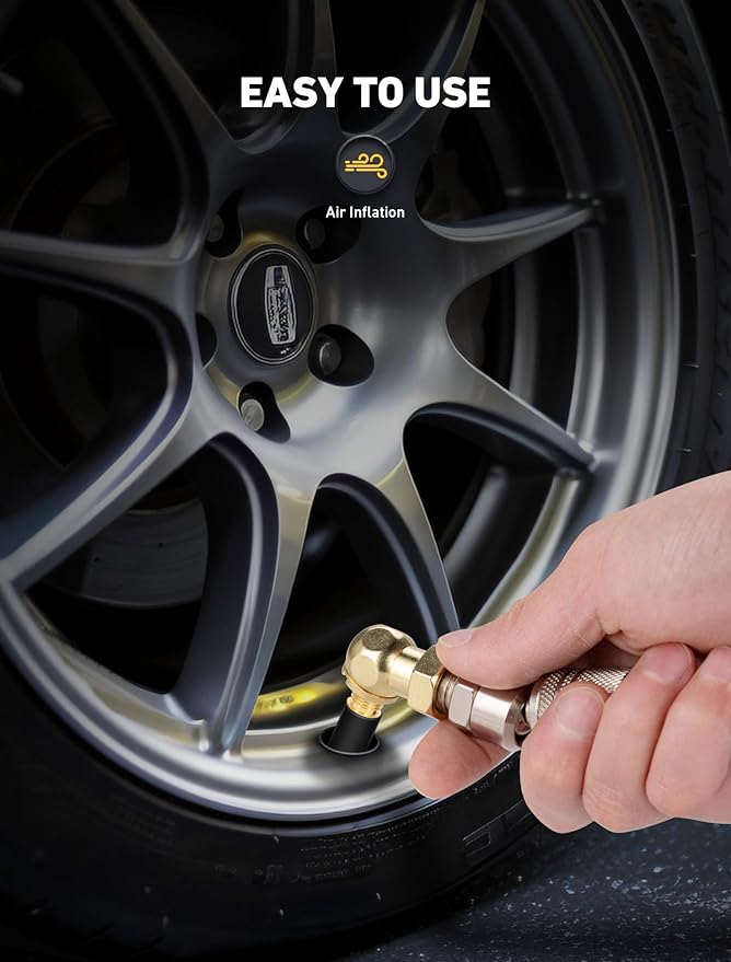 2-Packs Closed Ball Air Chucks, Portable Tire Air Inflate Chuck with 360° Swivel & 1/4" NPT Standard Quick Plug, Tire Inflator Gauge Nozzle for Air Compressor Accessories