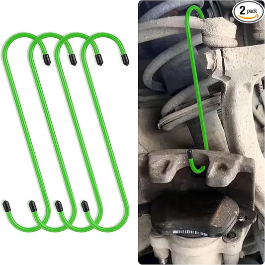 2PCS Brake Caliper Hangers,Brake Caliper Tool/Brake Caliper Compression Tool for Changing Brake Pads,Braking,Universal Automotive Tools Brake Caliper Hooks with Rubber Caps (2, Green)
