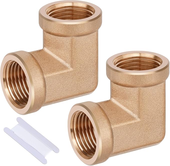 2pcs 1/2” Brass Fittings 90 Degree Barstock Street Elbow 1/2" NPT Female Pipe to 1/2" NPT Female Pipe 1/2 NPT Female Elbow Forged Brass Pipe Fittings