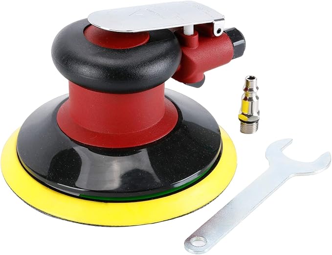 Professional Air Random Orbital Palm Sander, Heavy Duty Dual Action Pneumatic Sander with 1pc Backing Plate (6 inch)