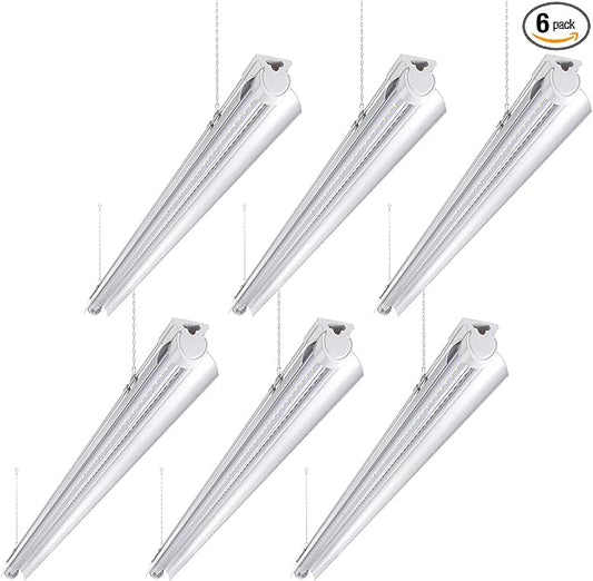 Barrina LED Shop Light 4FT, 40W 5500LM 6500K, Clear Cover Hanging led Light Fixture, Linkable LED Tube Lights, V Shape LED Ceiling Lights for Garage, Warehouse, Workshop, 6 Packs