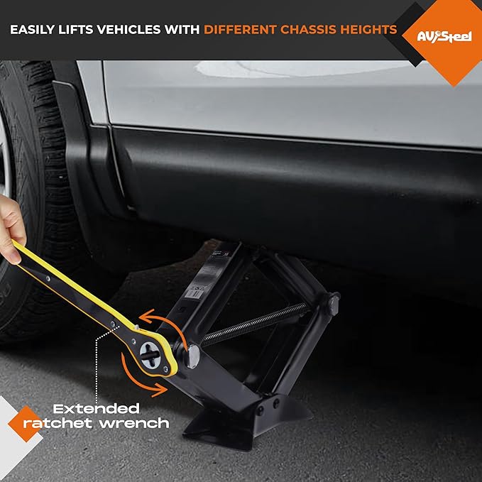 Scissor Jack for Car 2 Ton 4,409 lbs Capacity - Compact Car Lift Jack for Auto with Extended Ratcheting Handle, Portable Scissor Car Jack Kit, Tire Jack for Cars, SUV, MPV, Sedans