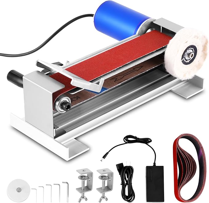200W Electric Belt Sander 2 x 21-Inch Waterproof, Wide Belt Sanding Polishing Grinding Machine, Diy Electric Belt Sander Knife Sharpener Grinding Polishing Machine for Metal, Woodworking