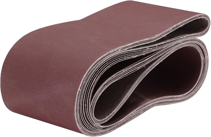 uxcell 10pcs 6" x 89" Sanding Belts 320 Grits Aluminum Oxide Abrasive Belt Sander Paper Sanding Papers for Metal Wood Grinding Polishing, Reddish Brown