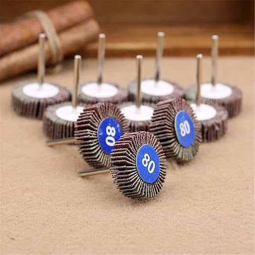 dophee Flap Wheel Sander Set, 1/8" Round Shank, 80 Grit Abrasive Sanding Wheels, Flap Grinding Wheel Sander Replacement for Dremel Drill Rotary Tools, Remove Rust, Weld Burr Polishing Flat(10-Pack)