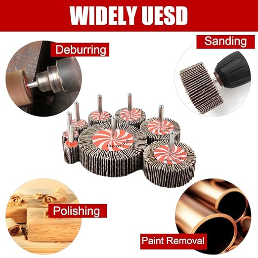 Abrasives Aluminum Oxide Shank Mounted Flap Wheels 40 Grit 1” x 1” x 1/4” Shank Mounted Sander for Deburring,Grinding, Sanding,Paint Removal - Polishing Wheel for Drill & Grinder (11pcs)